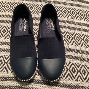 Skechers Toe Cap Knit Skimmer Slip-On Shoes- Cora